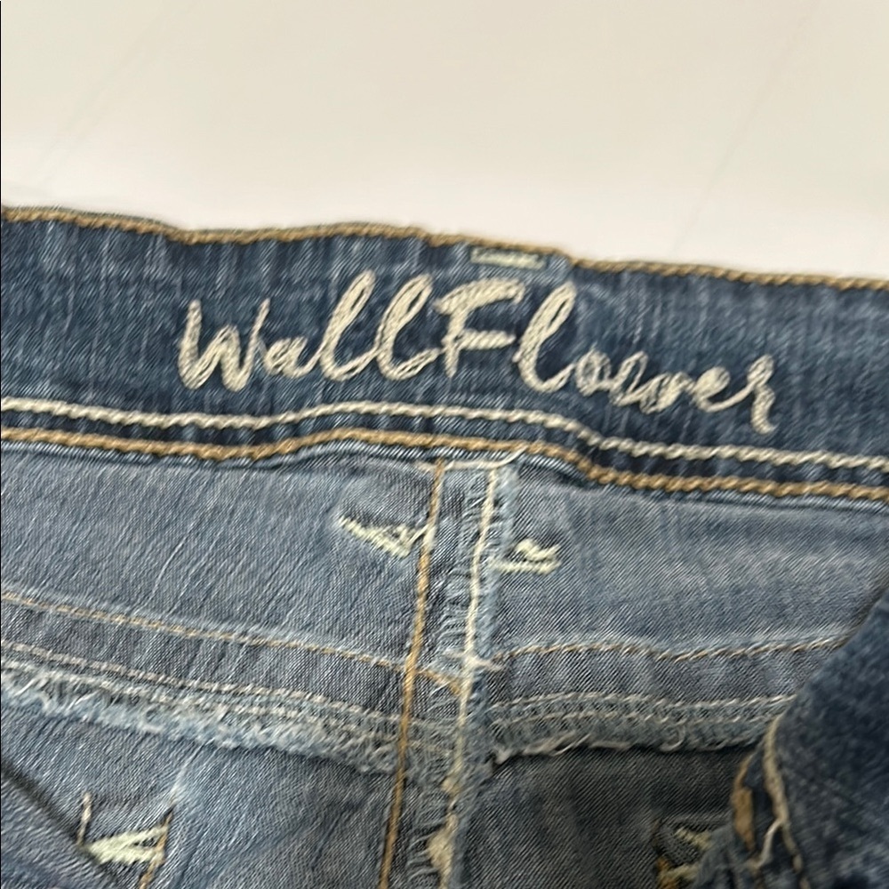 Wallflower Blue Jean Shorts with Frayed Hem - Picture 5 of 7